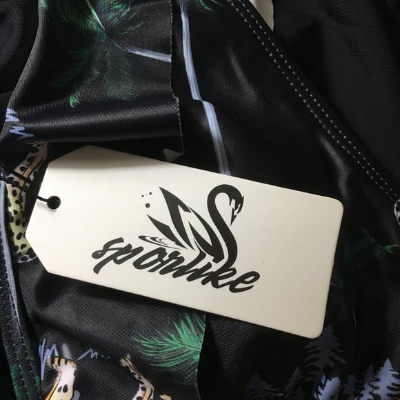 SPORLIKE One Piece V-Neck Ruffle Bathing Suit  🐅  NEW WITH TAG! - Picture 9 of 12